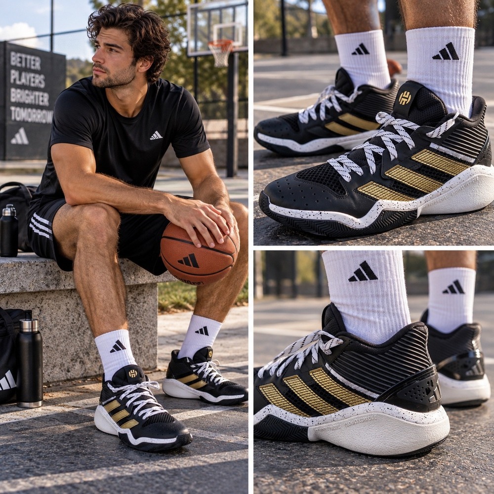 Adidas‎ Harden Stepback Mens Basketball Shoes Black Gold FX7655 Size 9